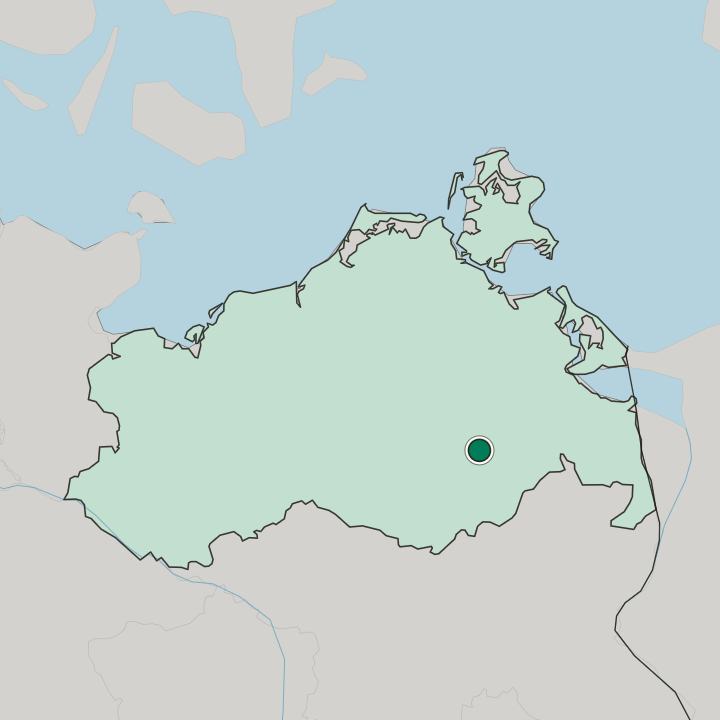 Map showing Neubrandenburg — In Mecklenburg-Western Pomerania