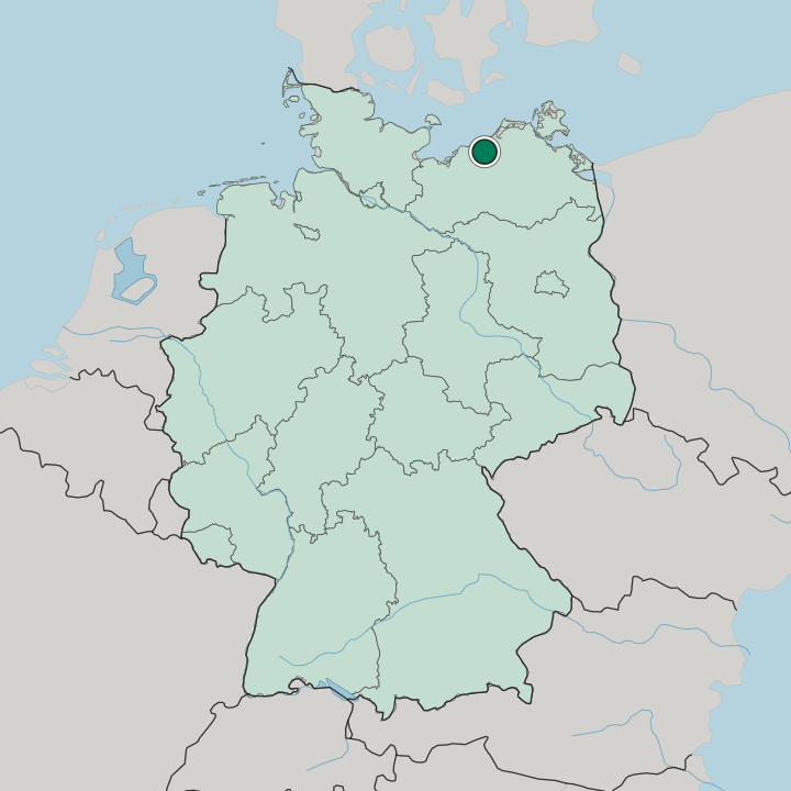 Map showing Rostock — In Germany