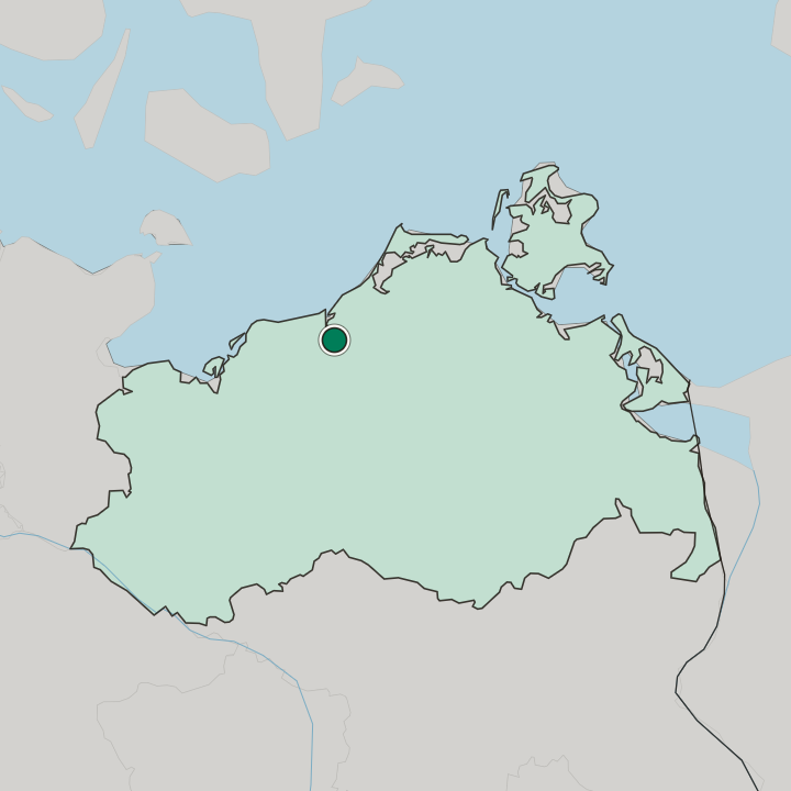 Map showing Rostock — In Mecklenburg-Western Pomerania