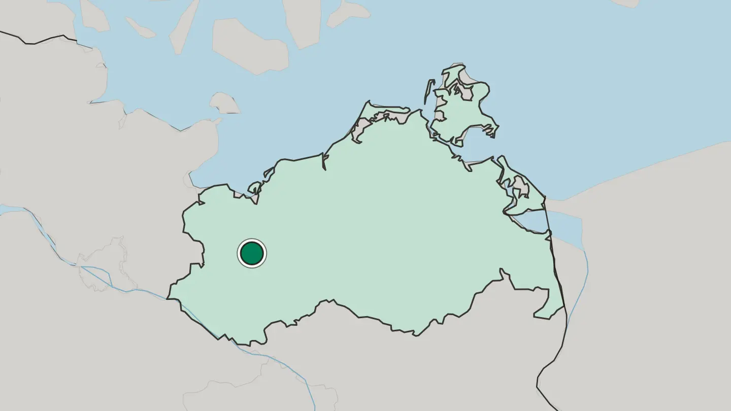 Map of Schwerin in Germany