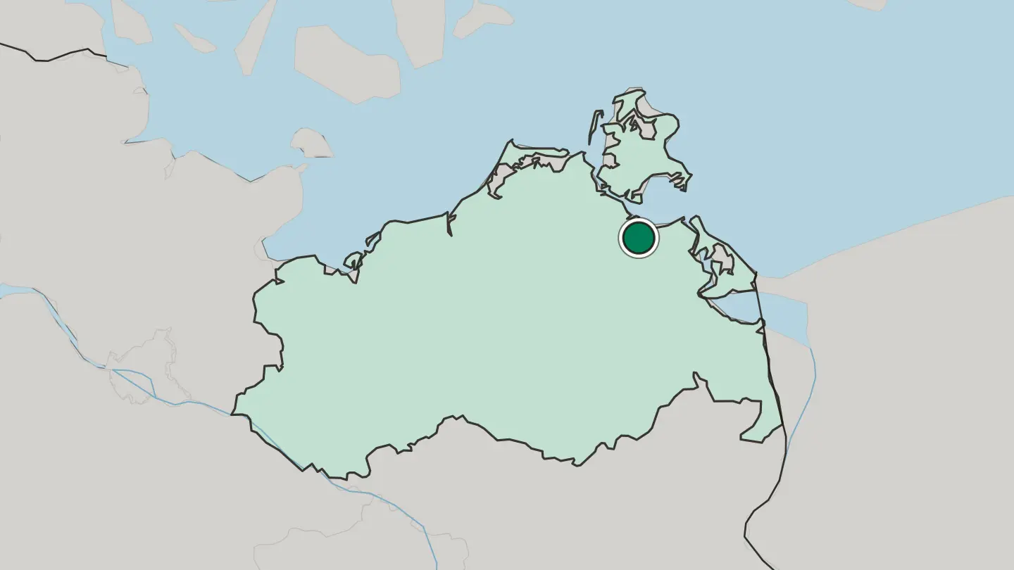 Map of Universitäts- und Hansestadt Greifswald in Germany