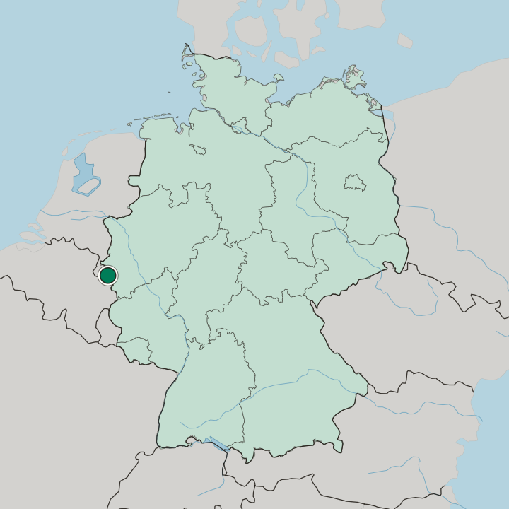 Map showing Aachen — In Germany