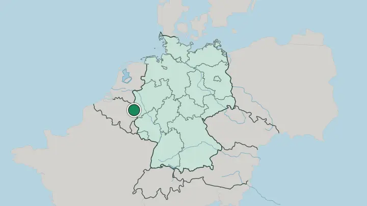 Map of Aachen in Germany