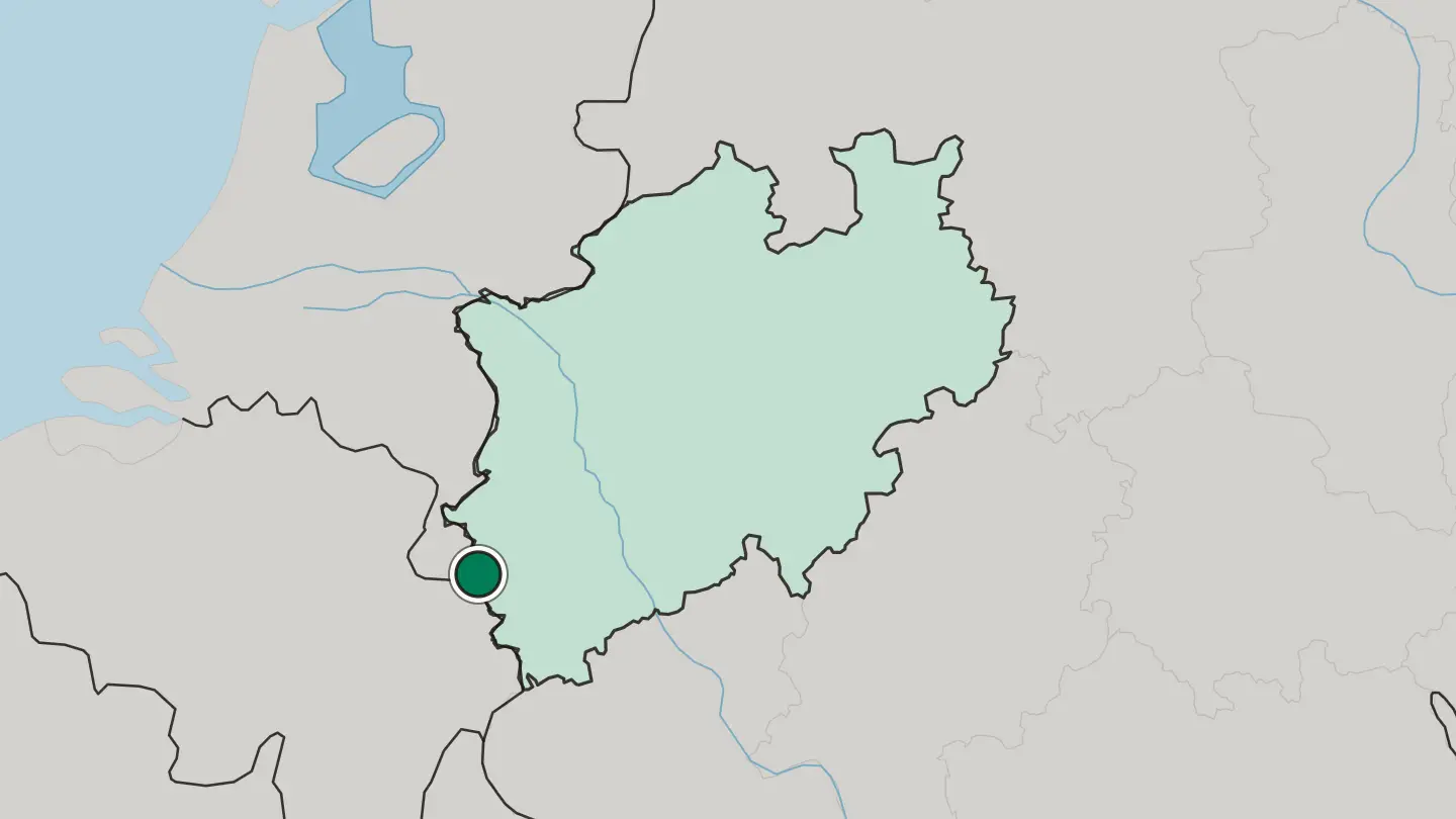 Map of Aachen in Germany