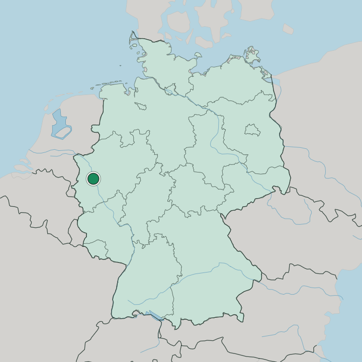 Map showing Düsseldorf — In Germany