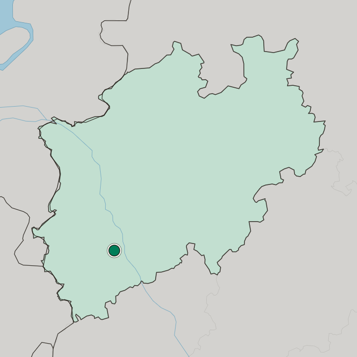 Map showing Hürth — In Nordrhein-Westfalen