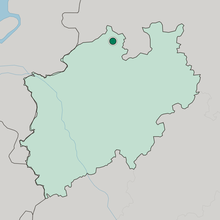 Map showing Ibbenbueren — In Nordrhein-Westfalen