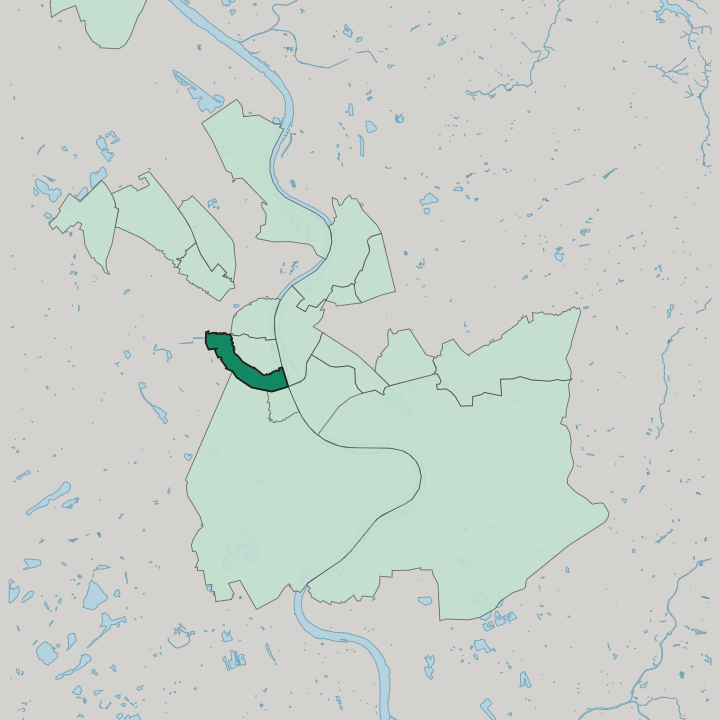 Map showing Neustadt/Süd — In Köln