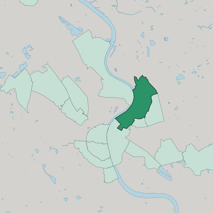 Map showing Mülheim — In Leverkusen