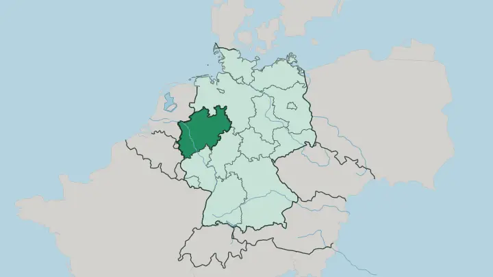 Map of Nordrhein-Westfalen in Germany