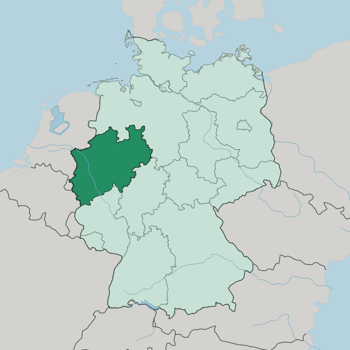 Map showing Nordrhein-Westfalen — In Germany