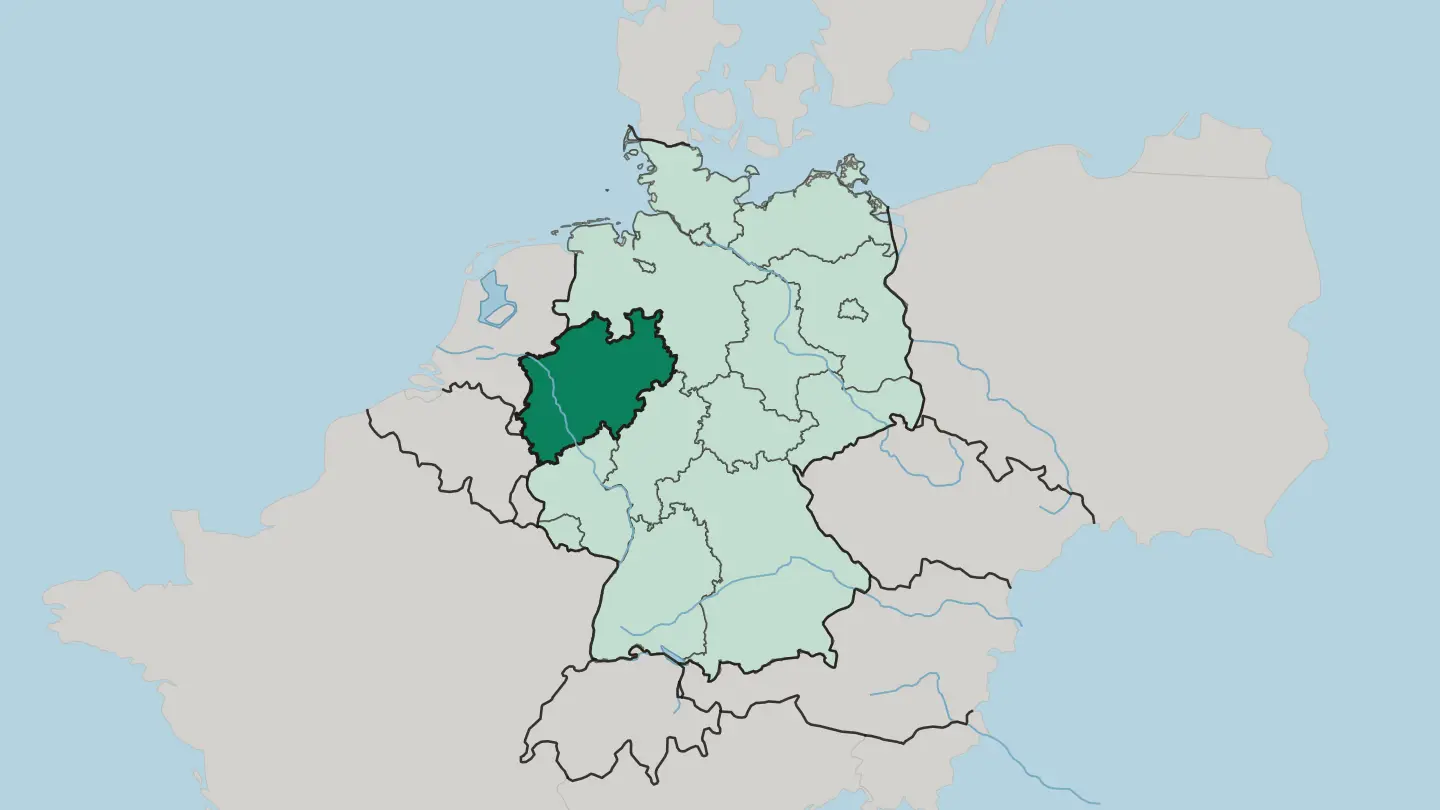 Map of Nordrhein-Westfalen in Germany