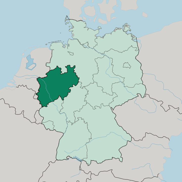 Map showing Nordrhein-Westfalen — In Germany