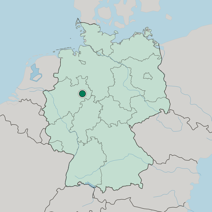Map showing Paderborn — In Germany
