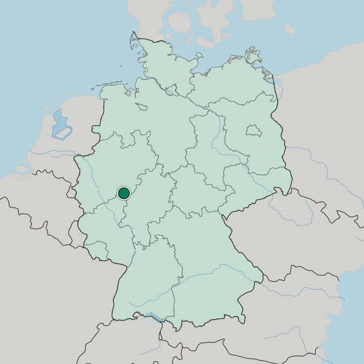 Map showing Siegen — In Germany