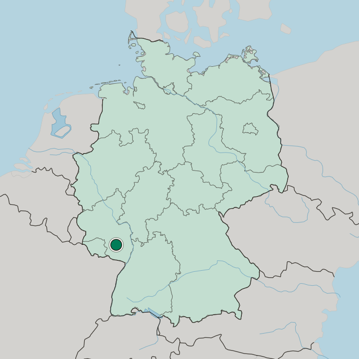 Map showing Kaiserslautern — In Germany