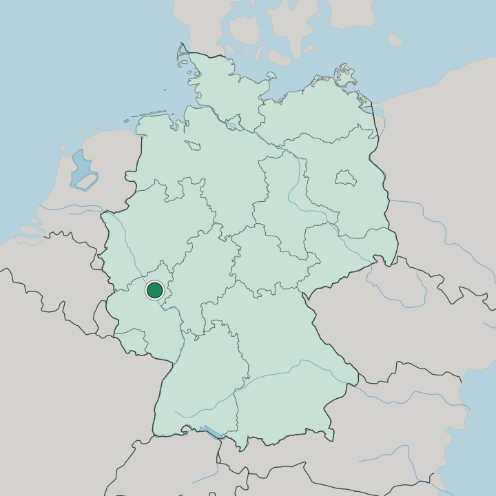 Map showing Koblenz — In Germany