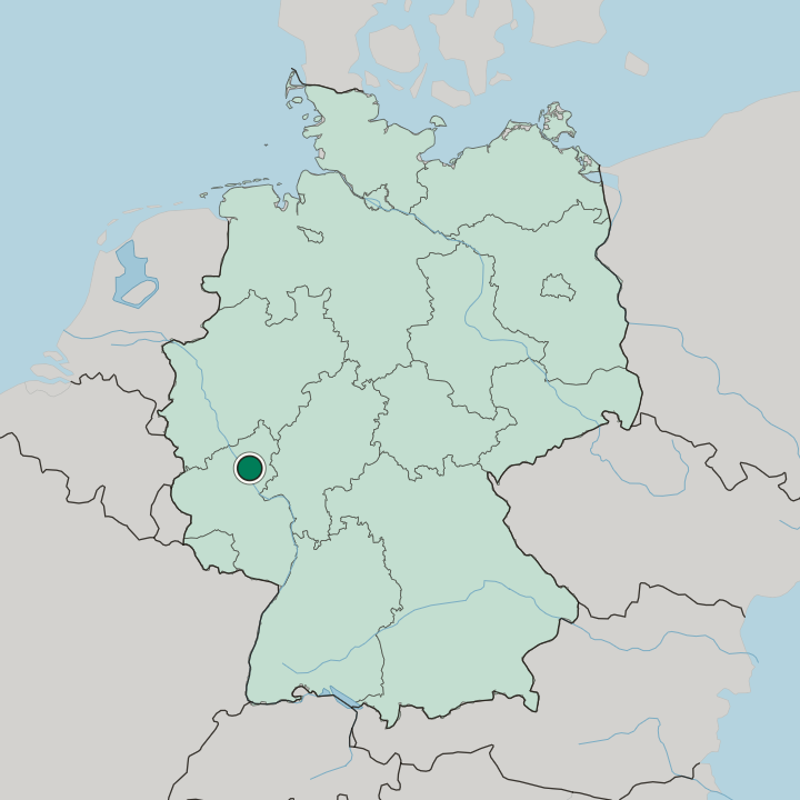 Map showing Koblenz — In Germany