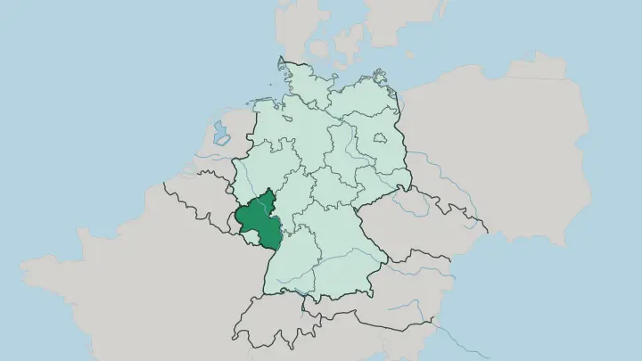 Map of Rheinland-Pfalz in Germany