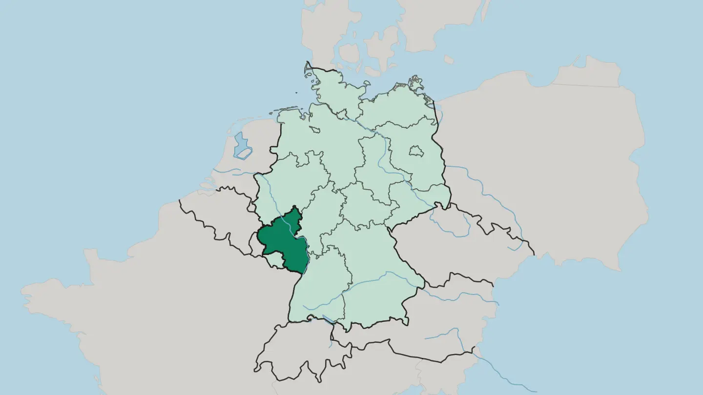 Map of Rheinland-Pfalz in Germany