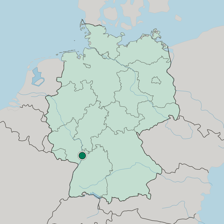 Map showing Speyer — In Germany