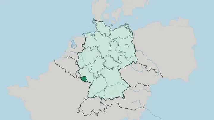 Map of Saarland in Germany