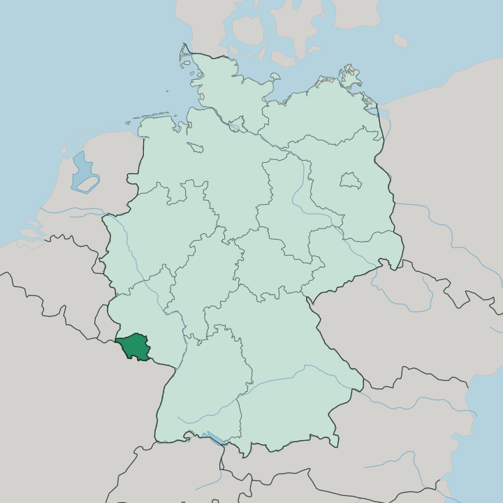 Map showing Saarland — In Germany