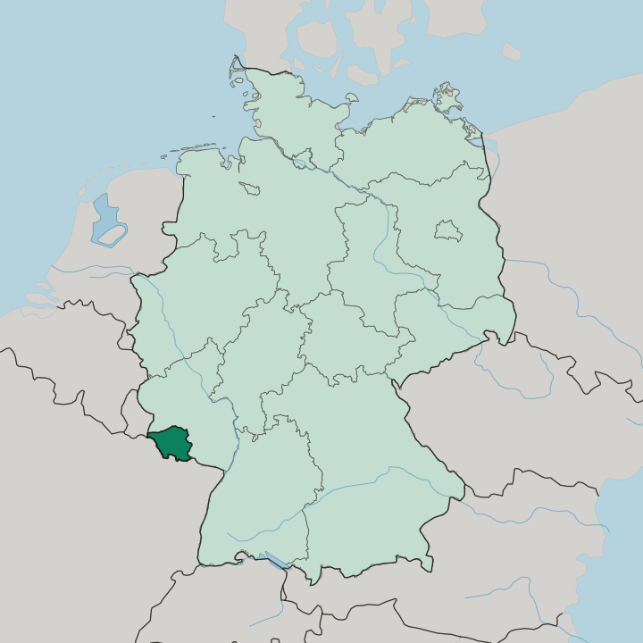 Map showing Saarland — In Germany