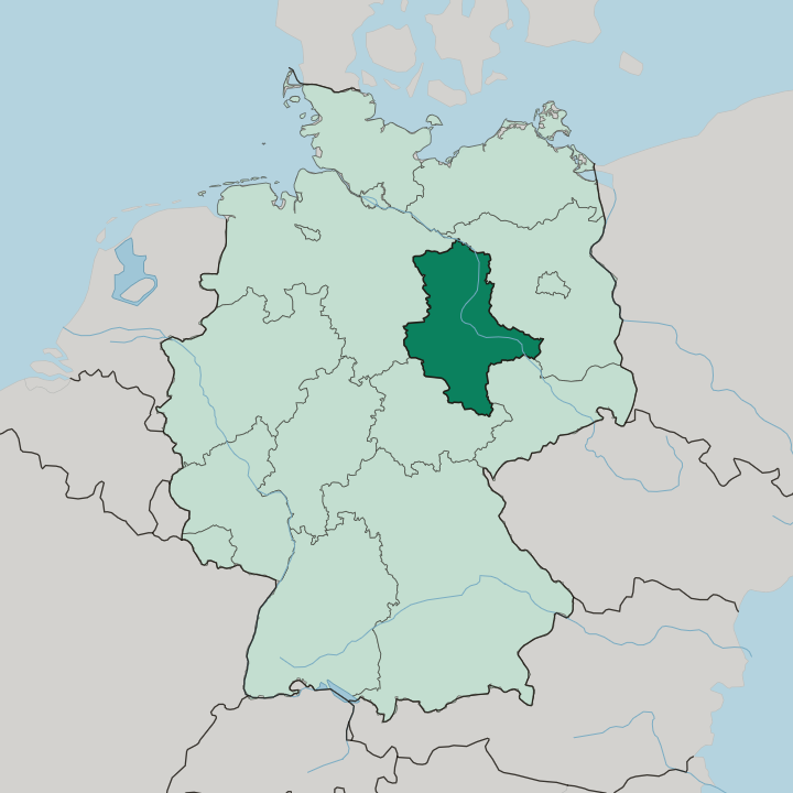 Map showing Saxony-Anhalt — In Germany