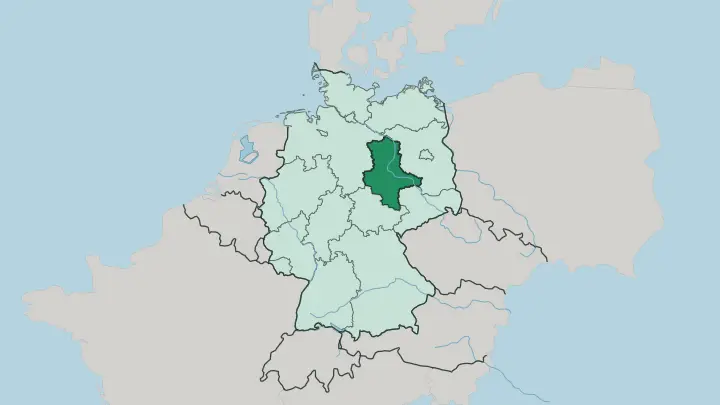 Map of Saxony-Anhalt in Germany