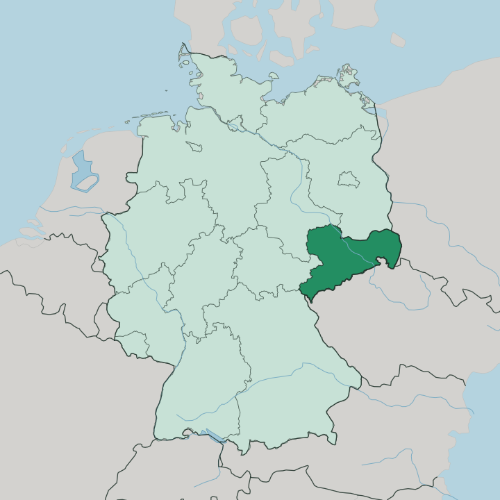 Map showing Saxony — In Germany