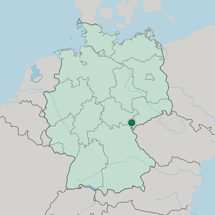 Map showing Plauen — In Germany