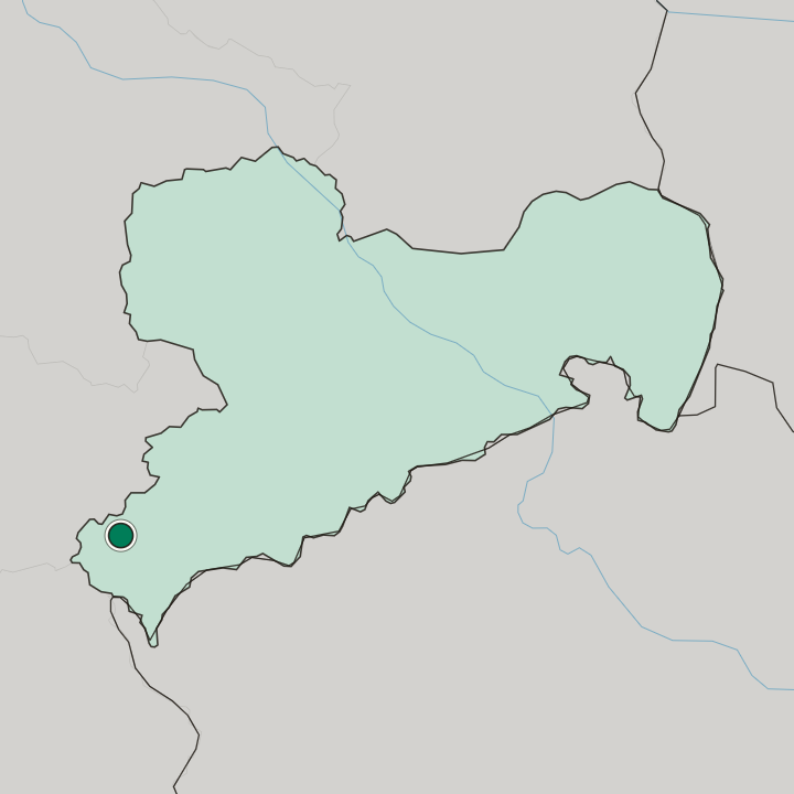 Map showing Plauen — In Saxony