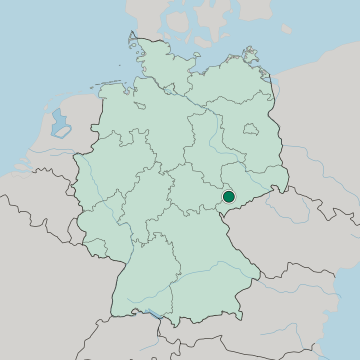 Map showing Zwickau — In Germany