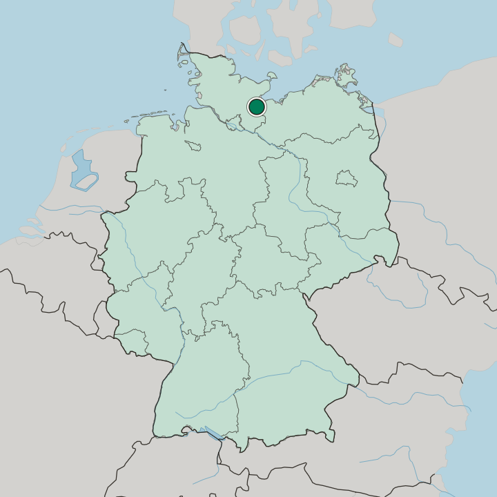 Map showing Travemünde — In Germany