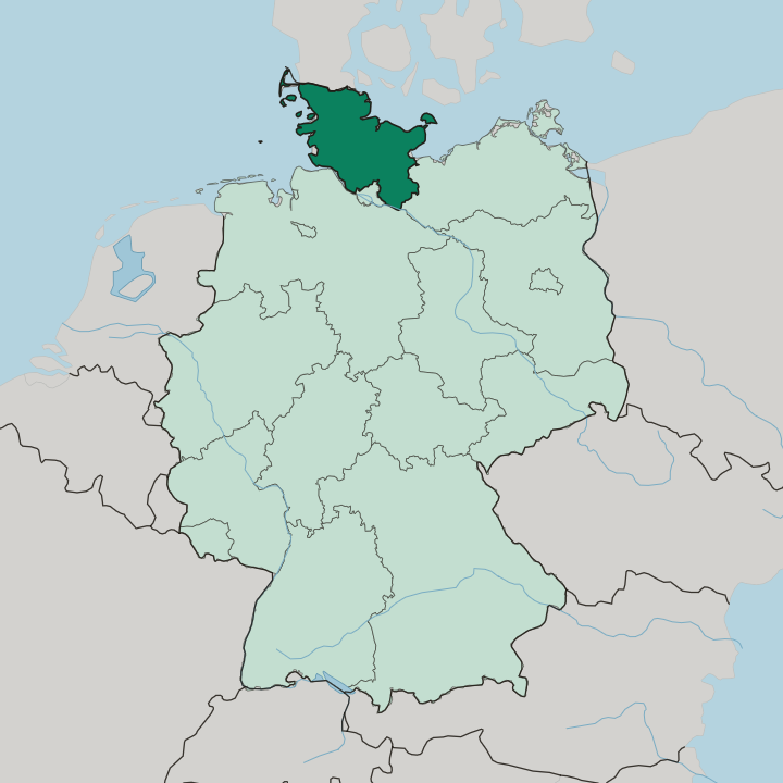 Map showing Schleswig-Holstein — In Germany