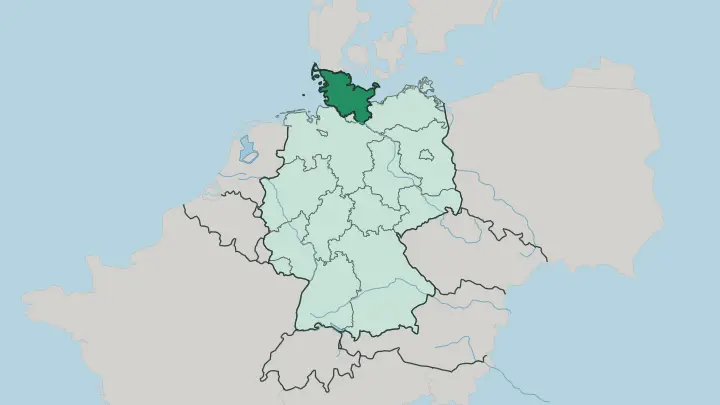 Map of Schleswig-Holstein in Germany