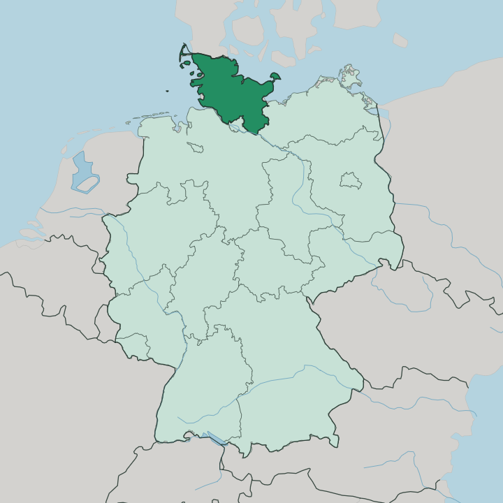 Map showing Schleswig-Holstein — In Germany