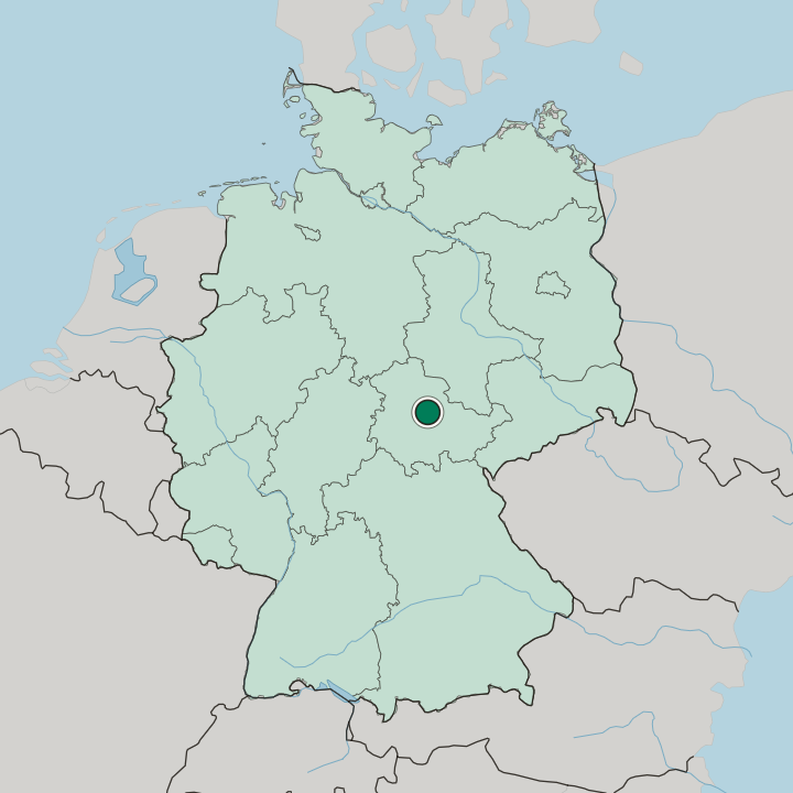 Map showing Erfurt — In Germany