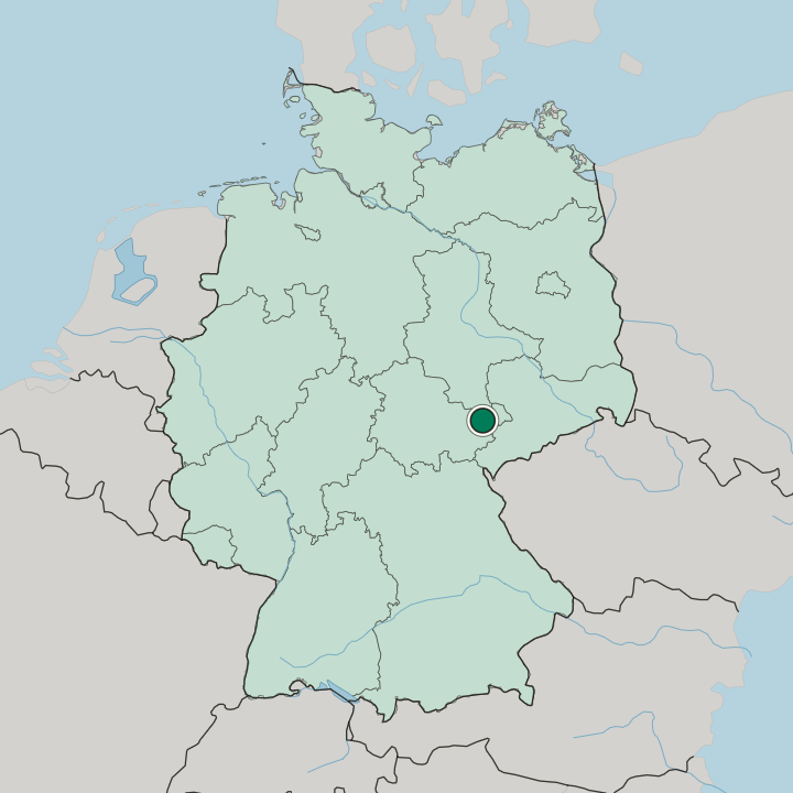 Map showing Gera — In Germany