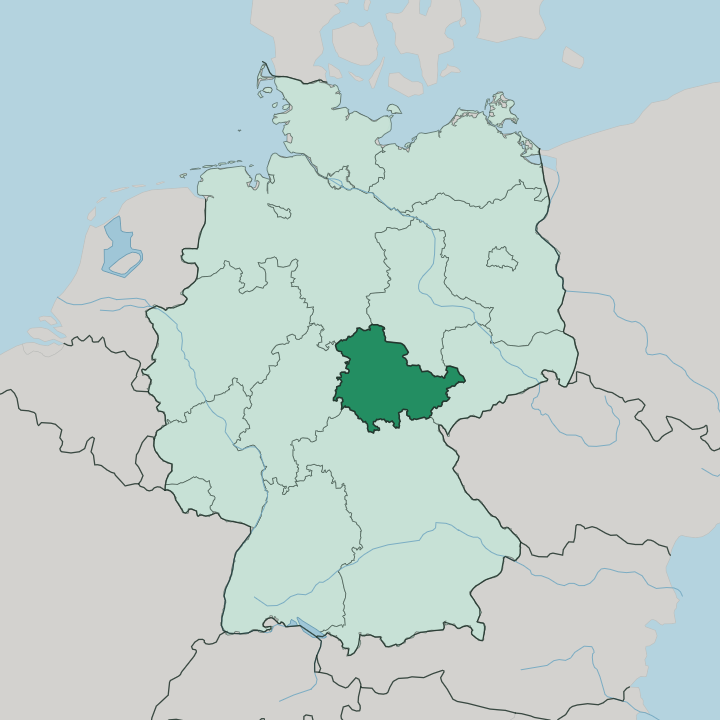 Map showing Thuringia — In Germany