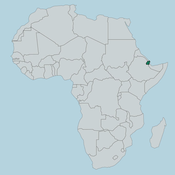 Map showing Djibouti — In Africa