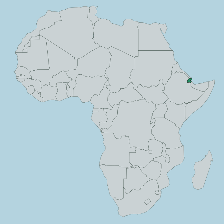 Map showing Djibouti — In Africa