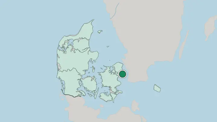 Map of Copenhagen in Denmark