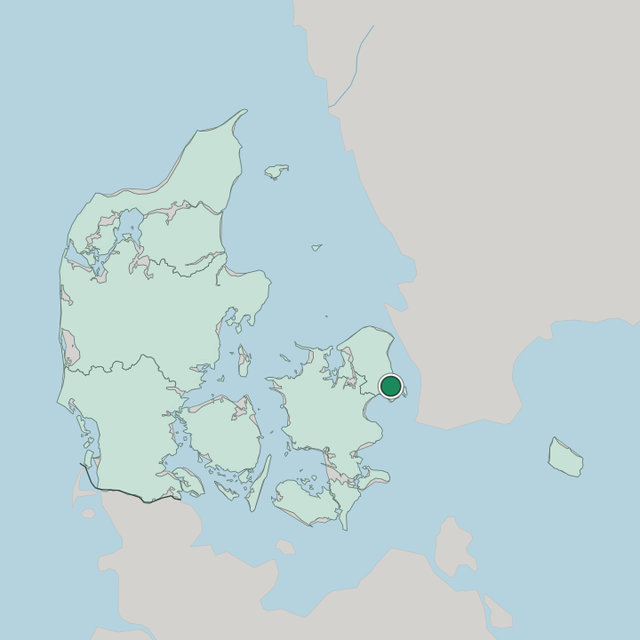 Map showing Copenhagen — In Denmark