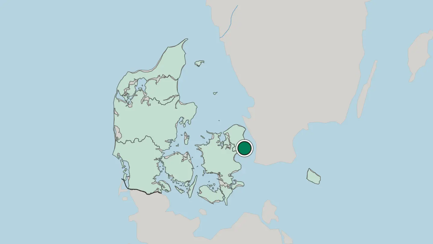 Map of Copenhagen in Denmark