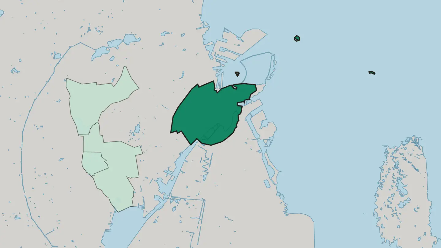 Map of Indre By in Copenhagen