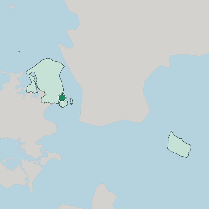 Map showing Copenhagen — In Capital Region of Denmark