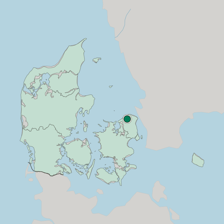 Map showing Helsinge — In Denmark
