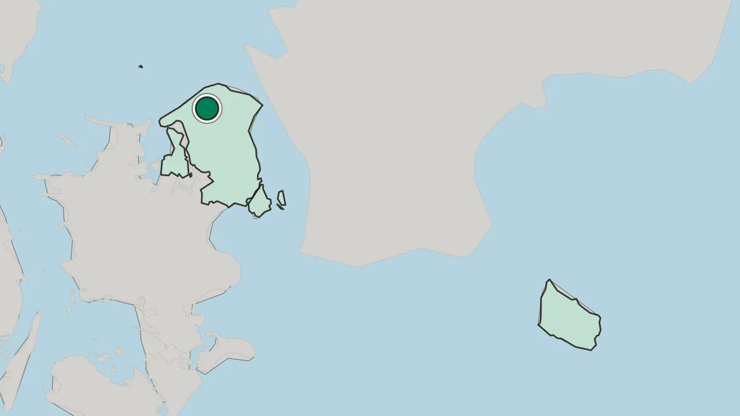 Map of Helsinge in Denmark